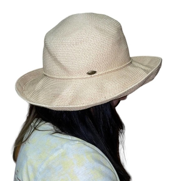 Scala 100% Paper Cream Colored Roller Hat - Picture 2 of 6